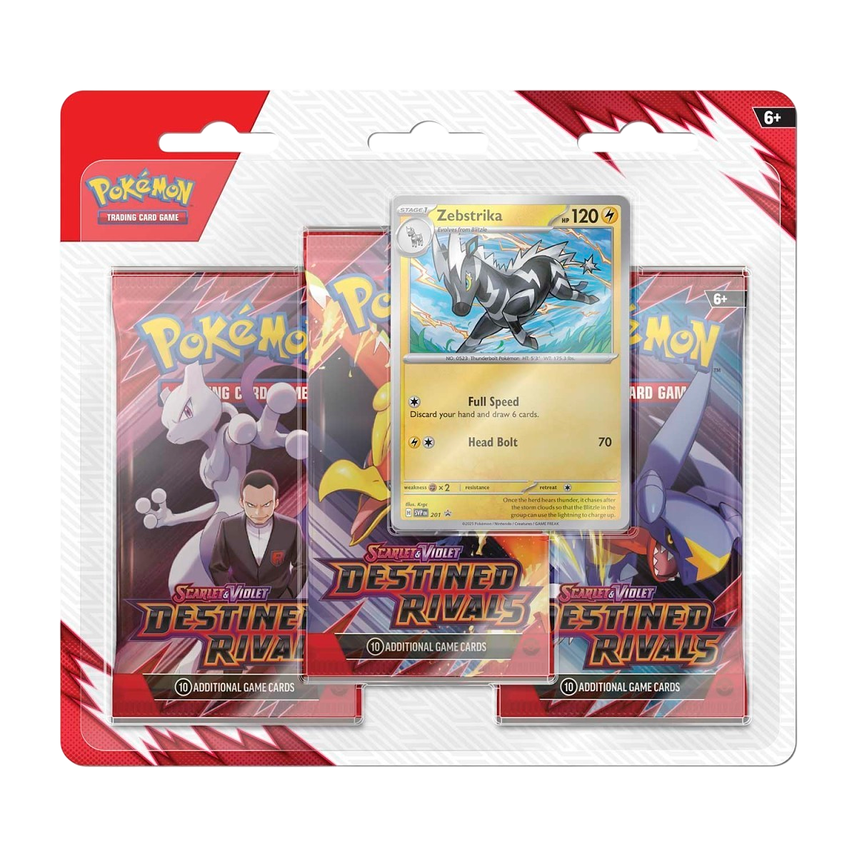 Pokémon TCG: Scarlet & Violet-Destined Rivals 3 Booster Packs & Zebstrika Promo Card