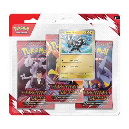 Pokémon TCG: Scarlet & Violet-Destined Rivals 3 Booster Packs & Zebstrika Promo Card