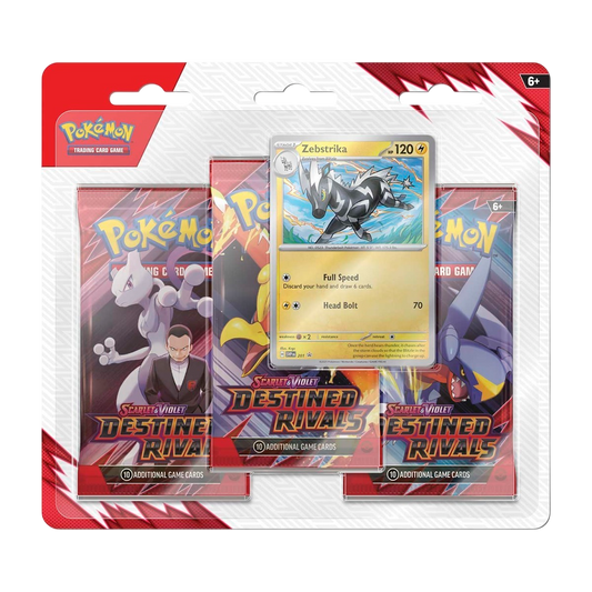 Pokémon TCG: Scarlet & Violet-Destined Rivals 3 Booster Packs & Zebstrika Promo Card