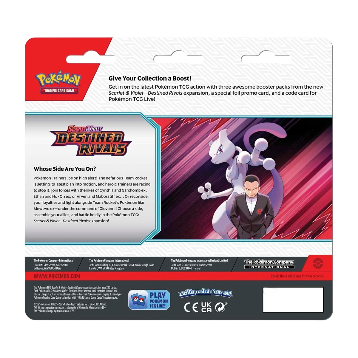 Pokémon TCG: Scarlet & Violet-Destined Rivals 3 Booster Packs & Zebstrika Promo Card